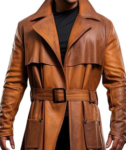Men's Vintage Leather Duster A7 Coat – Full Length Cowboy Trench Coat New Vegas NCR Ranger Armor Costume for Men3