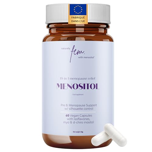 Inositol FEM Menositol 19 en 1-2 flacons – Complément alimentaire complet pour la ménopause avec myo-inositol, D-chiro et isoflavones naturelles
