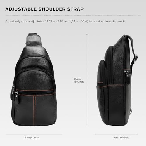 molshine Genuine Leather Sling Crossbody Bag,Fashion Chest,Casual Shoulder Bag for Men Women Work Travel Cycling HB0243