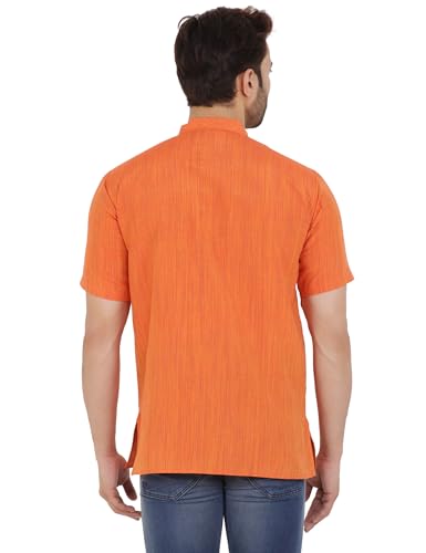 Image of LATEST CHIKAN Men's Cotton Regular Textured Short Kurta Half Sleeves - (SK-DJ)