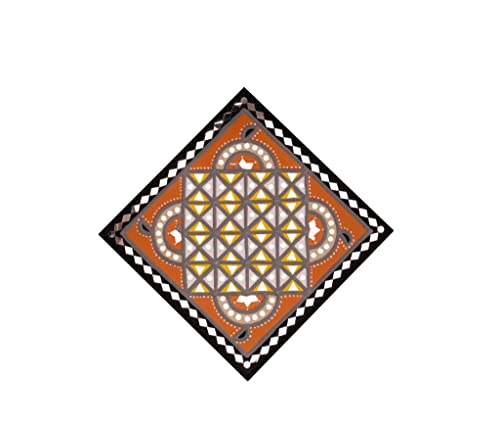 Image of Ethnics of Kutch Traditional Kutch Handicraft Mud-Mirrorwork Lippan Kam Wall Art (Water and Break Resistant) - Square (12 inch x 12 inch) - (Black - LKT-0215)