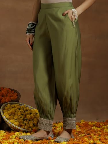 Image of Libas Embroidered Silk Blend Straight Kurta with Salwar and Dupatta