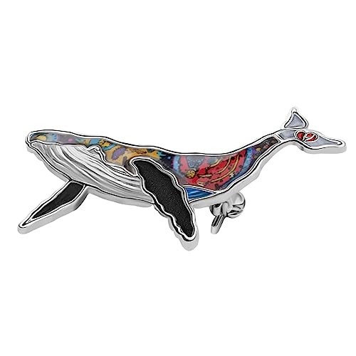Image of Enamel Shark Brooch Pins Summer Jewelry Zinc Alloy Whale Dolphin Ocean Animals Brooches for Women Girls Gifts Scarf Pin Charms