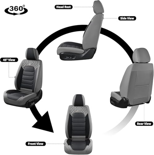 Image of FLORICH Car Seat Covers, Leather Seat Covers, Front Seat Covers 2PCS,Waterproof Car Seat Protector, Auto Driver Seat Covers Accessories Fit for Most SUV Trucks(Gray&Black, Front Pair)