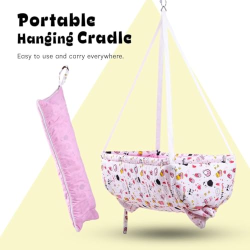 Image of Baybee Baby Cradle and Swing for Kids | Hanging Cradle for New Born Babies with Mosquito Protection Net & Easy Carry Pouch | Baby Swing Jhula | Portable Swing for Baby 0 to 2 Years Boys Girls (Pink)