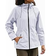 Yousify Womens Rain Jackets Lightweight Waterproof Raincoat Windbreaker Hooded Trench Coats with ...