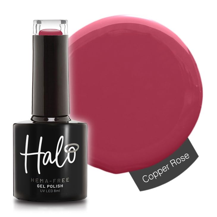 Halo Gel Polish 8ml - Copper Rose. UV/LED Gel Nail Polish, Long Lasting & Easy To Apply. Nail Art Colours For Manicure & Pedicure. Gel Polish For Professional & Home Use.