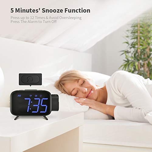 Projection Alarm Clock Radio Alarm Clock Digital Clock with Power Adapter Alarm Clocks for Bedrooms ELEHOT