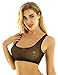 Hansber Womens Mesh Sheer See Through Tank Tops Vest Sexy Wire Free Bralette Bra Sleeveless Bustier Black X-Large