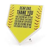 ChalkTalkSPORTS Softball Home Plate Plaque - Dear Dad Thank You - Personalized Softball Dad Gift