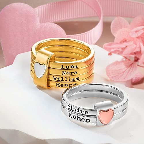 callie Personalized Stackable Name Rings - Custom Engraved 2-5 Names, 925 Sterling Silver Mothers Ring, Mother's Day Birthday Jewelry Gift for Women Mom Wife Grandma3