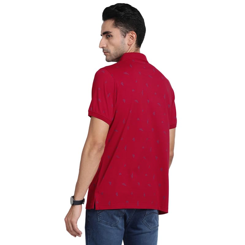 Image of Turtle Men Cotton Stretch Red Printed Polo Neck Casual T-Shirts