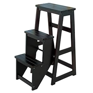 LJWJ Ladders telescopische ladder draagbare opvouwbare stapkruk, 3 stappen, massief houten trapkruk ladder opvouwbare…