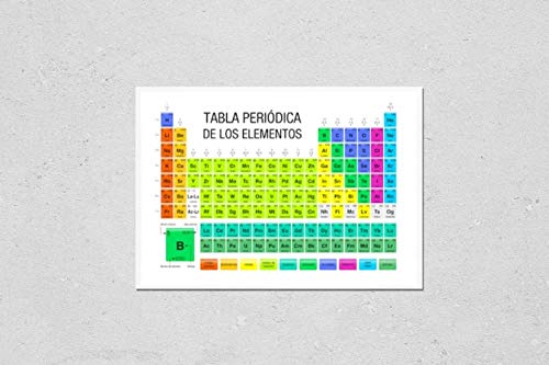 KwikMedia Poster Reproduction of Tabla PERIODICA DE Los ELEMENTOS -Periodic Table of Elements in Spanish Language- with The 4 New Elements (Nihonium, Moscovium, Tennessine, Oganesson) Included on
