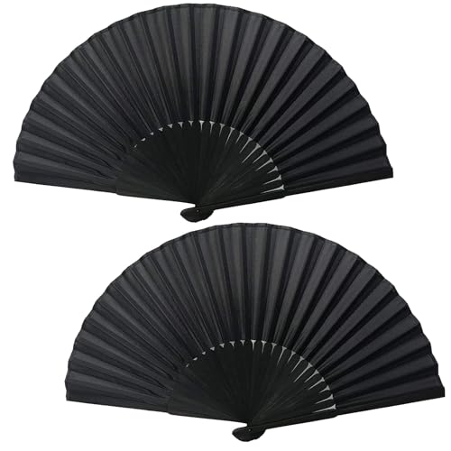 VilaGi 2 Pcs Folding Hand Fans,Handheld Folding Fan,Hand Fan Folding Black Folding Fan for Women Men,Chinese Fan Spanish Fabric Handheld Fan for Cosplay Props Wedding Party Decoration Birthday Gifts VilaGi 2 Pcs Folding Hand Fans,Handheld Folding Fan,Hand Fan Folding Black Folding Fan for Women Men,Chinese Fan Spanish Fabric Handheld Fan for Cosplay Props Wedding Party Decoration Birthday Gifts