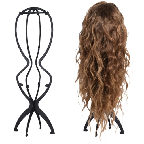 LgCiXli Lot de 2 Porte-Perruques Ajustables (50cm) | Support de Séchage & Voyage Pliable | Structure Aérée pour Entretien Professionnel & Rangement Sophistiqué | Noir
