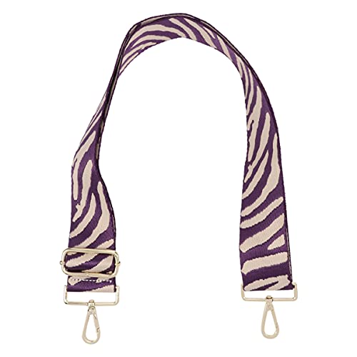 Image of OSALADI Zebra Printed Wide Shoulder Strap 53.14 Inch Adjustable Canvas Crossbody Replacement Purse Strap Durable Travel Luggage Accessory