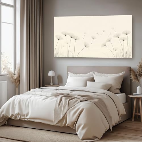Tableau pissenlit 60x120 cm sur châssis en bois pour salon