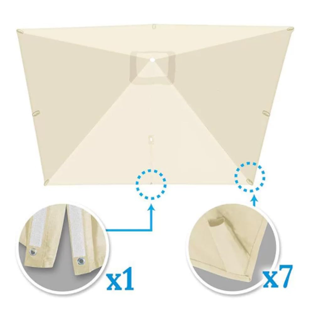Tessuto di Ricambio per Ombrellone Quadrato 250x250cm Ombrellone Decentrato Telo di Ricambio 8 Stecche Telo di Ricambio per Ombrellone da Esterno(Khaki,250x250cm/8x8ft)