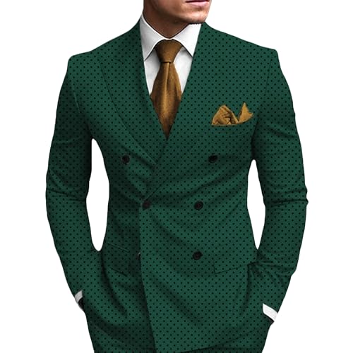 Polka Dot Business Blazers for Men Slim Fit Stylish Casual Suit Jacket Solid Versatile Banquet Sport Coat