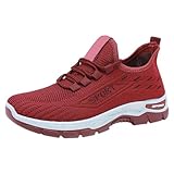 Wabkderpu Womens Running Shoes Slip On Mesh Breathable Tennis Sneakers Non Slip Platform Walking Shoes Workout Gym Athletic Sneakers Lightweight Casual Fashion Sneaker Red