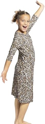 Girl Modest Tznius 3/4 Sleeve Swimdress, Beach Cover up UPF 50+ Sun Protection