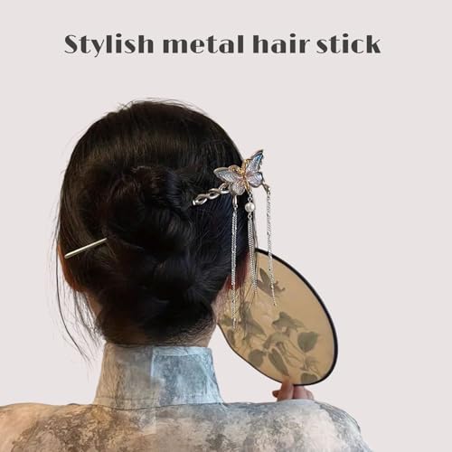 Image of INHEAVEN Metal Hair Sticks for girl Vintage Hair Chopsticks for Women Minimalism Irregular Curve Hair Sticks for Buns Chinese Hair fork for Women (stick 06)
