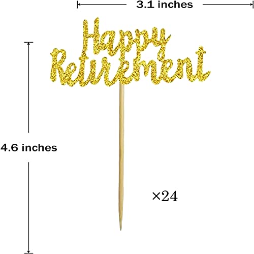 Mousand 24 Pcs Glitter Gold Happy Retirement Cupcake Topper Happy Retirement Cupcake Picks Decorations For Retired Party Cake Decorations Supplies #TOP2