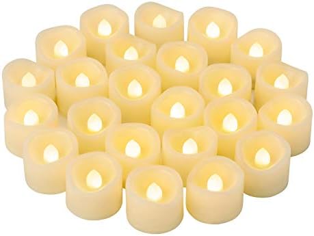 CANDLE IDEA 24 PCS LED Flameless Flickering Tea Lights Votive Candle Battery Operated / Electric Flicker LED Tealight Bulk Fake Candles for Halloween Christmas Wedding Party Decorations (Warm White)