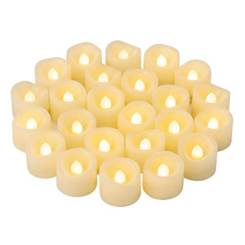 CANDLE IDEA 24 PCS LED Flameless Flickering Tea Lights Votive Candle Battery Operated/Electric Flicker LED Tealight Bulk Fake Candles for Halloween Christmas Wedding Party Decorations (Warm White) by CANDLE IDEA - Used condition - US$10.01