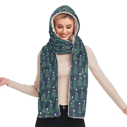 Bonnet d'hiver chaud pour vos balades en extérieur, écharpe longue et gants intégrés sapin de Noël