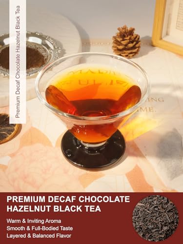 Image of TeeLux Decaf Chocolate Hazelnut Black Tea, Decaffeinated Black Tea Flavored with Natural Chocolate & Hazelnut, Smooth & Full-Bodied, 100 Count