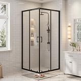 36'' D x 36'' W x 76'' H Corner Shower Door, Shower Enclosure, Matter Black