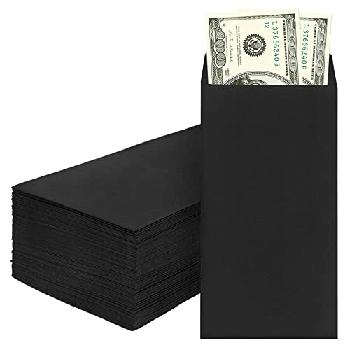 Swesara 100 Pack Cash Envelopes For Budgeting, 6.7 X 3.5 Inch | Large Pack Of Self-Adhesive Money Envelopes For Cash Or Coins | Organization Envelopes For Checks, Jewelry, And Small Items(Black) #TOP11