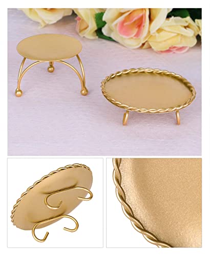 Dedoot Candle Holder, Gold Candle Holders Set Of 2 Decorative Handmade Iron Pillar Plate Candle Holder Centerpiece Fit Led & Wax Candles, Pedestal Candle Stand For Wedding, Spa, Dinner Tables #TOP6