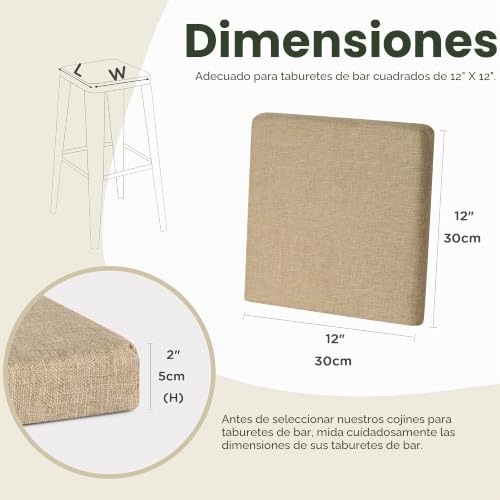 Cojines para silla extraíbles lavables con esponja confortable pack de 4 crema 3