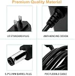 10 FT AC/DC Chargeur d'adaptateur pour Yamaha PA-130 PA150 PSS-50 PA-3 PA-3B PA-3C PA-40 PA-5 pour Yamaha PSR, YPG, YPT, DGX, DD, EZ et P clavier numérique Piano portable, 5.5 * 2.1 mm Centre positif