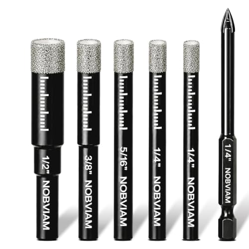 NOBVIAM 6-Piece Dry Diamond Drill Bit Set for Tile Glass Granite Ceramic