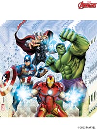 Procos - Serviettes en papier FSC Marvel Avengers Infinity Stones (33 x 33 cm, double Velo), 20 pièces, multicolore, 93873