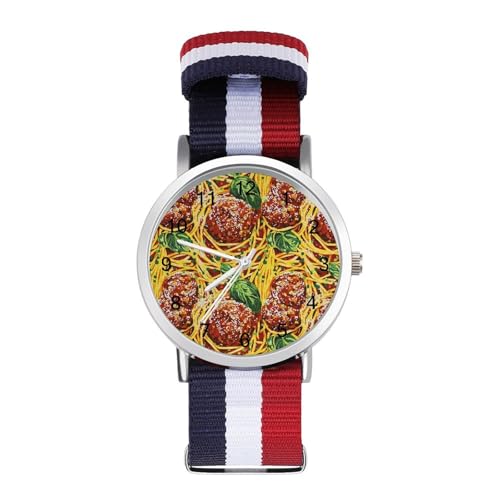 Meatball Pasta Funny Wrist Watches for Men Women Fashion Graphic Watch for Work Workout