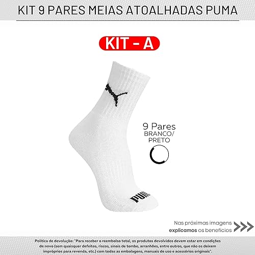 Kit 09 MEIA ESPORTIVA MASCULINA CANO MEDIO - PUMA | KIT - A | 39-43