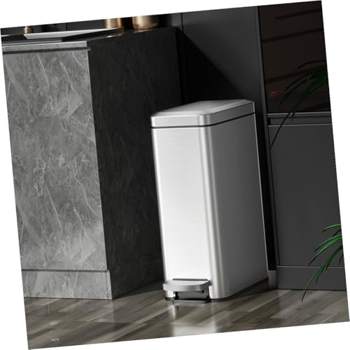 Caneca de basura de acero inoxidable con pedal para cocina y oficina miniatura 3
