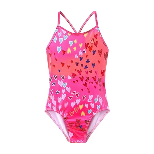 Image of iLover Girls Sparkle One Piece Swimsuits Crossback Swimwear Beach Bathing Suit with Adjustable Strap 4-10 Years