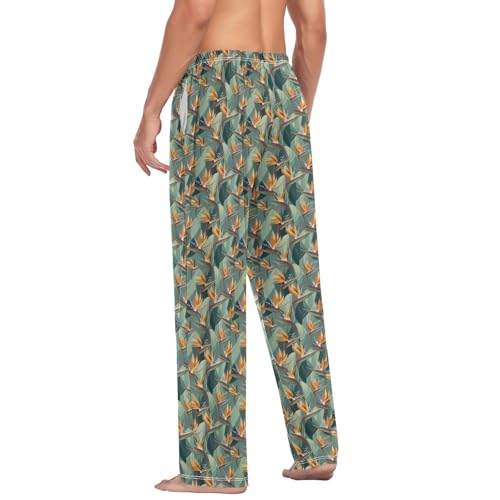 Aflyko Botanic Men's Pajama Pants Bird Of Paradise Green Pjs Sleepwear Bottoms3