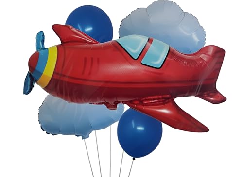 Image of GREATRIL Airplane Theme Foil Balloon Set for Kids Birthday Party Decoration Aviation Backdrop Stage and Photo Booth Styling (5 Pcs)