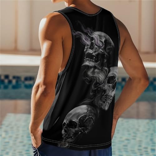 Colourful Dinosaur Mens Beach Tank Tops Novelty Graphic Quick Dry Sleeveless Shirt for Beach Workout S-4XL2
