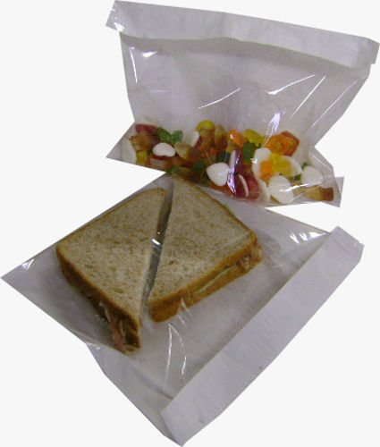 1000 10" x 10" Film Front Bags White Paper Clear Cellophane Sandwich/Cake/Photo Display (10" x 10")