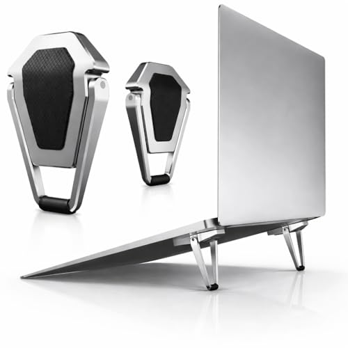VHUZYN Laptop Stand Metal Adjustable Foldable MacBook Stand with Cooling Design Laptop Holder for Desk MacBook Laptop Stand for Table Portable Keyboard Riser Office Desk Accessories Dell Hp & Other