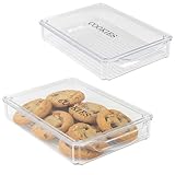 Yomjarl 2 pack Cookie Containers Airtight Large Cookie Box Drawer-Type Food Refrigerator Organizing Stackable Snack Container for Storage and Transportation of Baked Biscuits,Seafood, Vegetables-clear