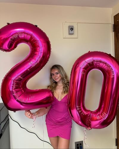 Image of Hot Pink Number 0 Balloon 40 Inch, 0 Balloon Number for 10th 20th 30th 40th 50th 60th Birthday Decorations, Hot Pink Party Supplies